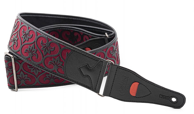 DELUXE Red bass strap model surface relief reminiscent of old prints, cowboy boots